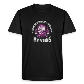 Viking Blood Runs Through My Veins Norse Odin - Men's Premium Organic T-Shirt - black - Front - Nico (187cm)