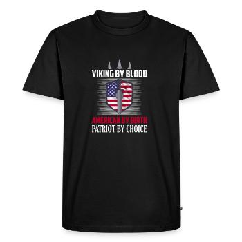 Viking par le sang américain par naissance Patriote par Choic - T-shirt Premium bio Homme - noir - Devant - Nico (187cm)