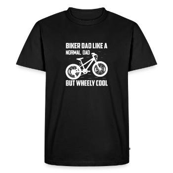 Papa motard comme un père normal mais vélo cool roulant - T-shirt Premium bio Homme - noir - Devant - Nico (187cm)