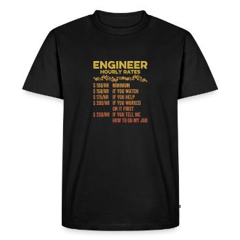 Ingénieur Horaire Drôle Ingénierie Mécanique Civil - T-shirt Premium bio Homme - noir - Devant - Nico (187cm)