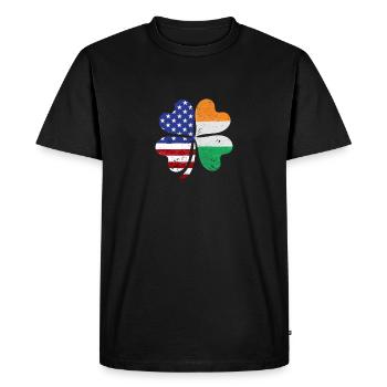 Irish American Ireland Flag ST PATRICKS DAY - Men's Premium Organic T-Shirt - black - Front - Nico (187cm)