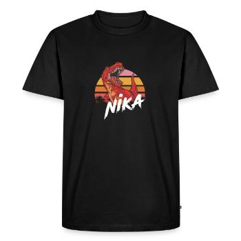 NIKA - Beautiful girl name with T-REX Dino - Men's Premium Organic T-Shirt - black - Front - Nico (187cm)