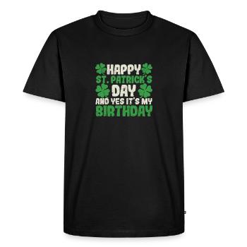 Happy St. Patrick's Day It's My Birth - Men's Premium Organic T-Shirt - black - Front - Nico (187cm)