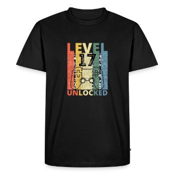 Niveau 17 Débloqué Funny Gamer Birthday dix-sept - T-shirt Premium bio Homme - noir - Devant - Nico (187cm)