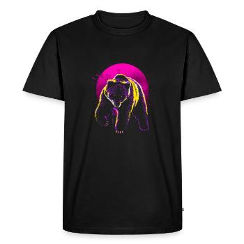 Retro brown bear - Men's Premium Organic T-Shirt - black - Front - Nico (187cm)
