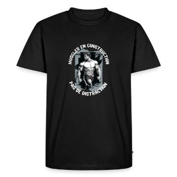 muscles in construction sport bodybuilding - Men's Premium Organic T-Shirt - black - Front - Nico (187cm)