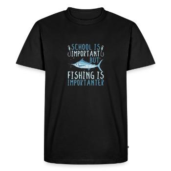 Kids Fishing Shirt Youth Young Fish Lovers - Men's Premium Organic T-Shirt - black - Front - Nico (187cm)