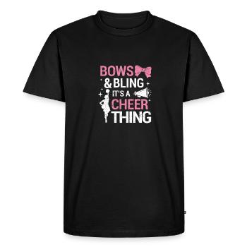 Bows and bling be a cheer thing funny Cheer - Men's Premium Organic T-Shirt - black - Front - Nico (187cm)
