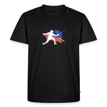 Escrimeur T-shirt drapeau américain I Proud - T-shirt Premium bio Homme - noir - Devant - Nico (187cm)