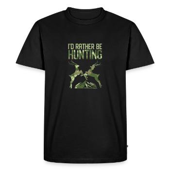 Tendance Je préfère chasser le logo du bouc - T-shirt Premium bio Homme - noir - Devant - Nico (187cm)