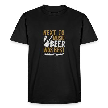NEXT TO MUSIC BEER WAS BEST - Men's Premium Organic T-Shirt - black - Front - Nico (187cm)