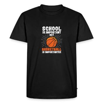 School is important, but basketball is more important - Men's Premium Organic T-Shirt - black - Front - Nico (187cm)