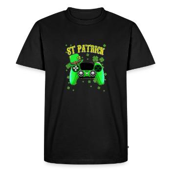St Patricks Day Lucky Gamer Green Gaming Controlle - Men's Premium Organic T-Shirt - black - Front - Nico (187cm)