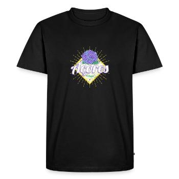Azoren Retro Hortensienblüte Insel Portugal - Männer Premium Bio T-Shirt - Schwarz - Vorne - Nico (187cm)