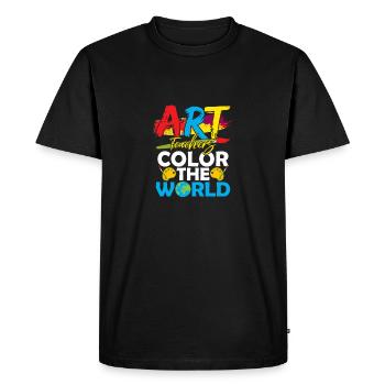 Professeurs d’art Colorier L’artiste de l’éducation mondiale - T-shirt Premium bio Homme - noir - Devant - Nico (187cm)