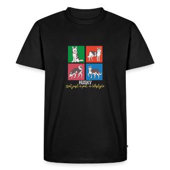 Pas seulement un animal de compagnie un style de vie Husky Huskies sibériens - T-shirt Premium bio Homme - noir - Devant - Nico (187cm)