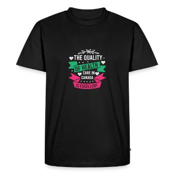LA QUALITÉ DES SOINS DE SANTÉ AU CANADA EST EXCELLENTE - T-shirt Premium bio Homme - noir - Devant - Nico (187cm)