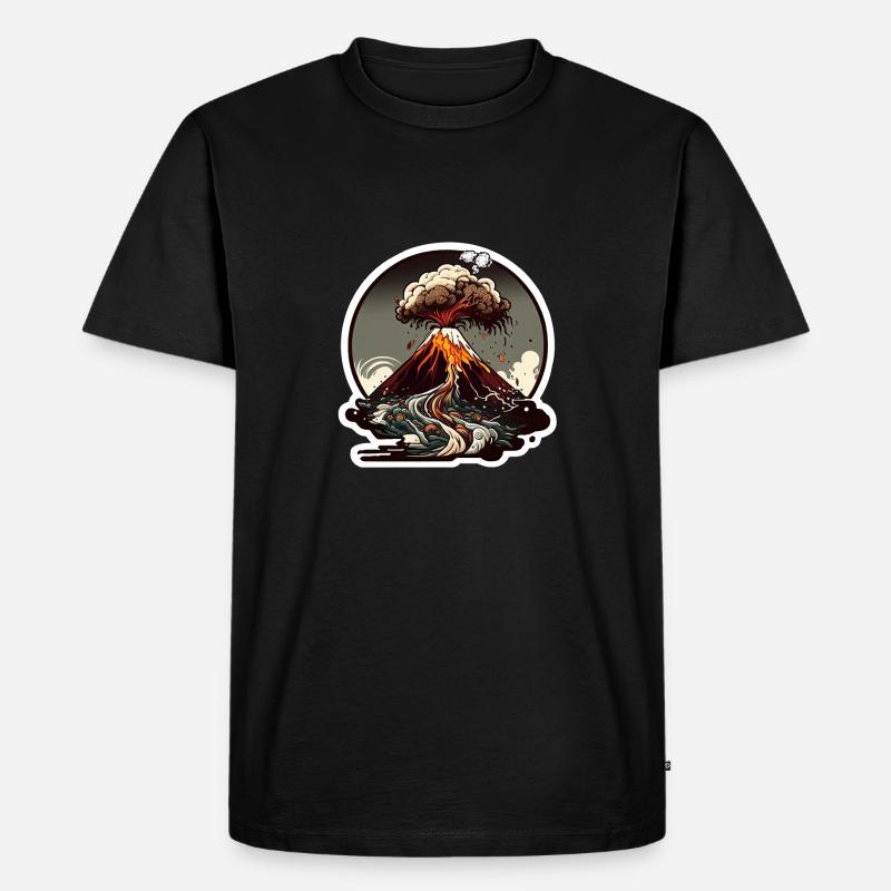 Ausbrechender Vulkan - Männer Premium Bio T-Shirt - Schwarz