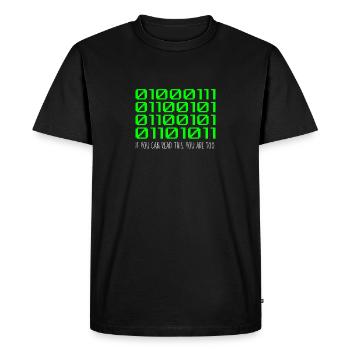 Développeur de code binaire informatique amusant - T-shirt Premium bio Homme - noir - Devant - Nico (187cm)