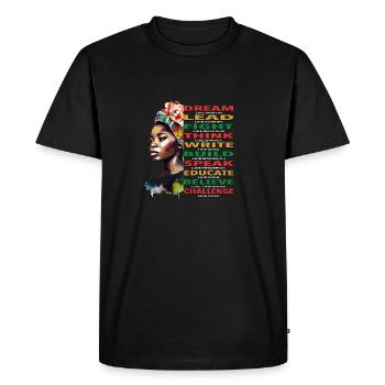 BLM Melanin Pride Histoire des Noirs afro-américains - T-shirt Premium bio Homme - noir - Devant - Nico (187cm)