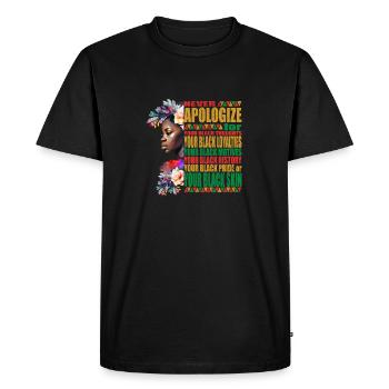 Mois de l’histoire des Noirs afro Melanin - T-shirt Premium bio Homme - noir - Devant - Nico (187cm)