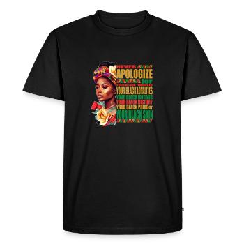 Histoire des Noirs: ne vous excusez jamais pour votre couleur - T-shirt Premium bio Homme - noir - Devant - Nico (187cm)