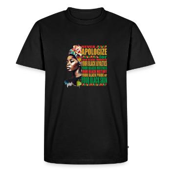 Black History and Juneteenth Proud Black Roots - Men's Premium Organic T-Shirt - black - Front - Nico (187cm)