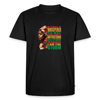 BLM Melanin Pride Je suis la tempête Histoire des Noirs - T-shirt Premium bio Homme - noir - Devant - Nico (187cm)