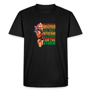 Histoire des Noirs: Elle a chuchoté en retour Je suis la tempête - T-shirt Premium bio Homme - noir - Devant - Nico (187cm)