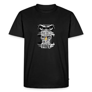 Gym Fitness Gorilla Strong Mind Strong Body - Men's Premium Organic T-Shirt - black - Front - Nico (187cm)