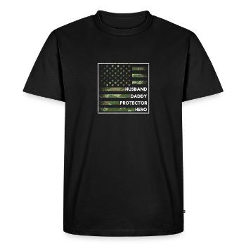 Husband Dad Protector Hero Father's Day Birthday - Men's Premium Organic T-Shirt - black - Front - Nico (187cm)