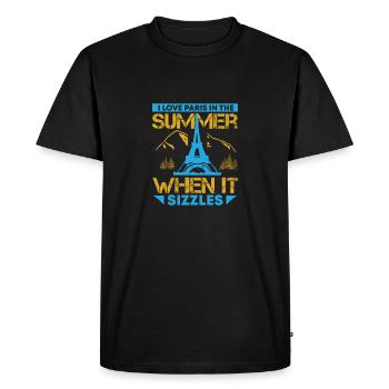 J’AIME PARIS EN ÉTÉ QUAND ÇA GRÉSILLE - T-shirt Premium bio Homme - noir - Devant - Nico (187cm)
