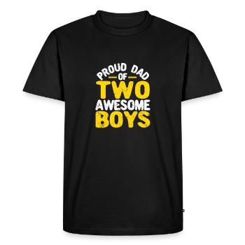Fier père de deux garçons fantastiques - T-shirt Premium bio Homme - noir - Devant - Nico (187cm)