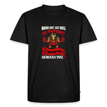 Your body will reward you - Men's Premium Organic T-Shirt - black - Front - Nico (187cm)