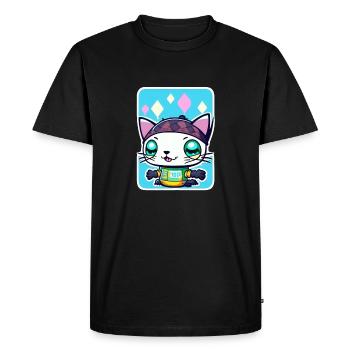 chaton kawaii - mignon - manga - japon - T-shirt Premium bio Homme - noir - Devant - Nico (187cm)