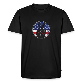 Signe patriotique de la paix et USA Stars & Stripe - T-shirt Premium bio Homme - noir - Devant - Nico (187cm)