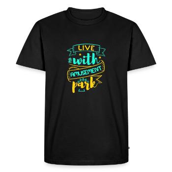 LIVE WITH AMUSEMENT PARK - Men's Premium Organic T-Shirt - black - Front - Nico (187cm)