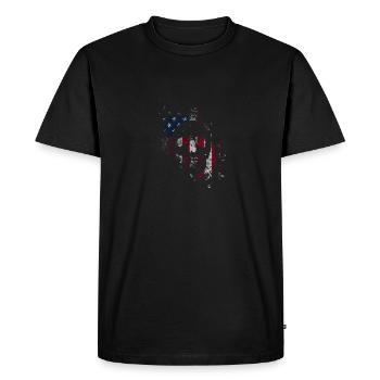 Skull Drapeau américain 4 juillet Patriotique - T-shirt Premium bio Homme - noir - Devant - Nico (187cm)