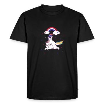 Cat July 4 Patriotic Caticorn Unicorn Meowica - Men's Premium Organic T-Shirt - black - Front - Nico (187cm)