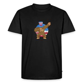 Dabbing Bigfoot July 4 Sasquatch American - Men's Premium Organic T-Shirt - black - Front - Nico (187cm)