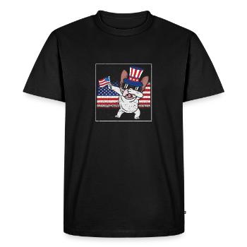 Dab French Bulldog 4 juillet Patriot - T-shirt Premium bio Homme - noir - Devant - Nico (187cm)