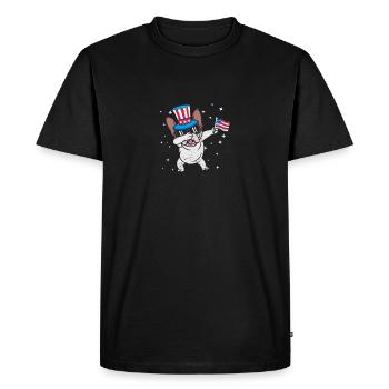 Dabbing Bouledogue Français 4 Juillet Patriote - T-shirt Premium bio Homme - noir - Devant - Nico (187cm)