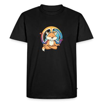 Hippie Fox Peace Sign Yoga Fox Hippies Yoga Pose - T-shirt Premium bio Homme - noir - Devant - Nico (187cm)