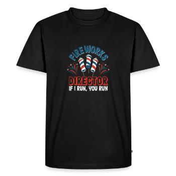 Directeur de pyrotechnie Technicien Quand je cours - T-shirt Premium bio Homme - noir - Devant - Nico (187cm)