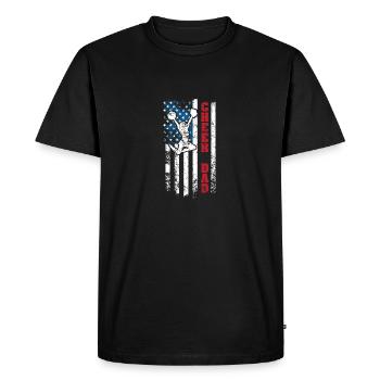 4 juillet Drapeau américain Encouragez papa papa patriotique père - T-shirt Premium bio Homme - noir - Devant - Nico (187cm)