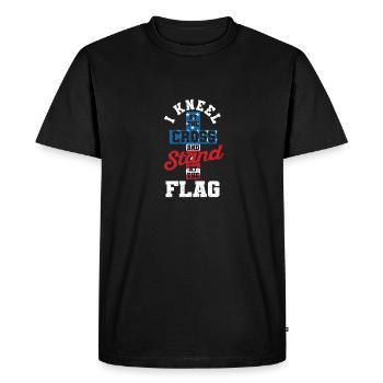 I kneel in front of the cross and stand in front of the flag US - Men's Premium Organic T-Shirt - black - Front - Nico (187cm)