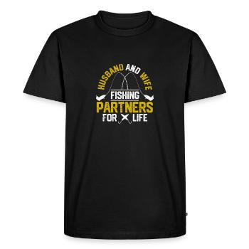 Mari et femme Partenaires de pêche pour la vie - T-shirt Premium bio Homme - noir - Devant - Nico (187cm)