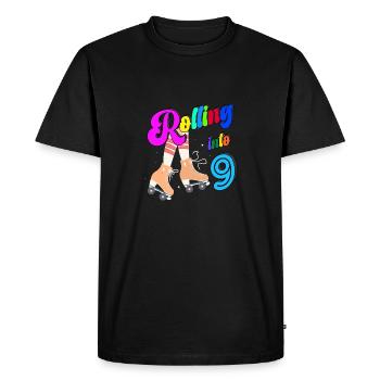 Rouler dans 9 ans Laisse rouler J’ai 9 ans - T-shirt Premium bio Homme - noir - Devant - Nico (187cm)