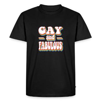 Gay and Fabulous - Pride Rainbow LGBTQ+ - Men's Premium Organic T-Shirt - black - Front - Nico (187cm)