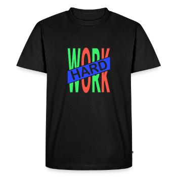 Hard Work - Men's Premium Organic T-Shirt - black - Front - Nico (187cm)